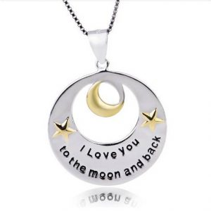 I love you to the moon and back necklace, silver
