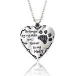 Pet memorial necklace - "no longer by my side but forever in my heart" with black crystals.