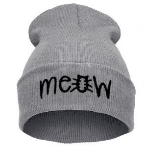 Grey Knit Meow Hat