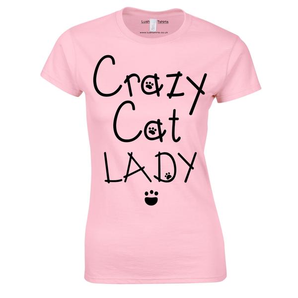 Crazy Cat Lady Femme Drôle T-shirts imprimés T Shirt Womans Ladies Tops tshirts