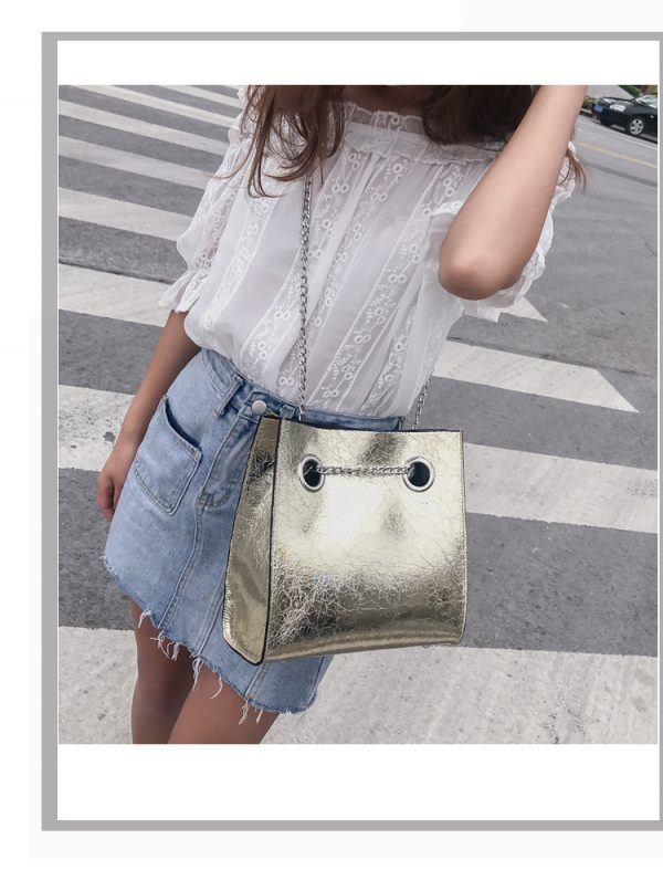 Crackled Gold Shoulder Bag - Image 4