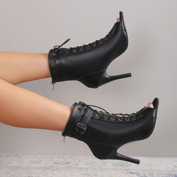 Women's Peep Toe Lace-up Boots - Image 3