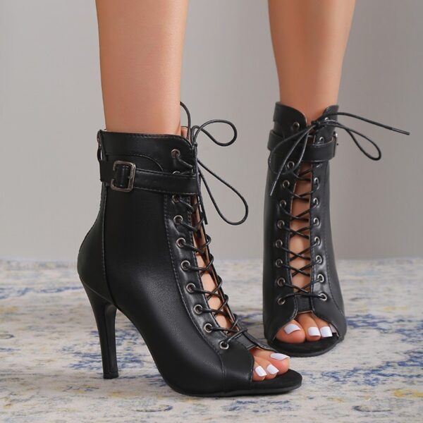 Women's Peep Toe Lace-up Boots