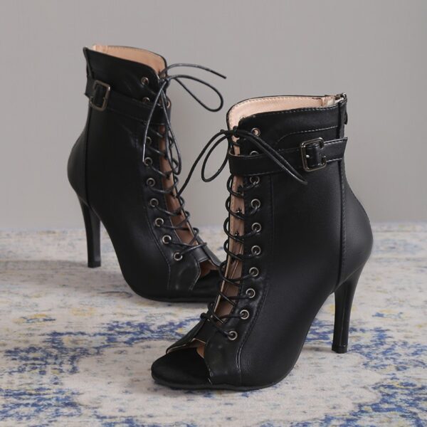 Women's Peep Toe Lace-up Boots - Image 8