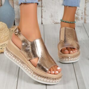 Metallic Wedge Sandals