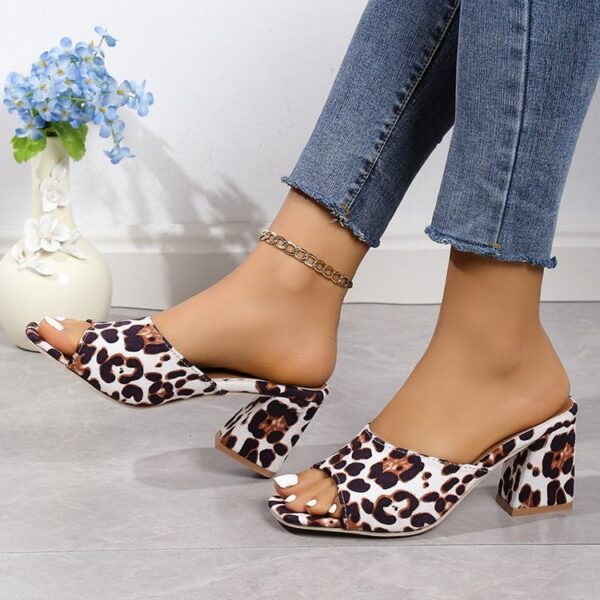 Leopard Square Toe Sandals - Image 3