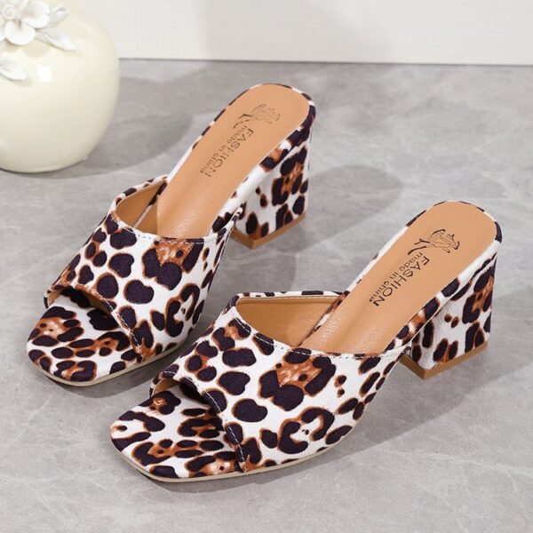 Leopard Square Toe Sandals - Image 5