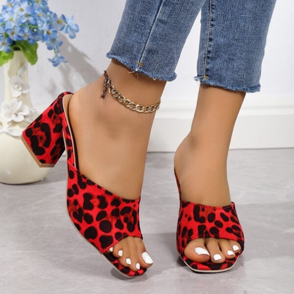 Leopard Square Toe Sandals - Image 7