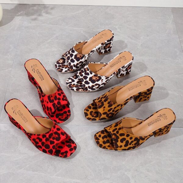 Leopard Square Toe Sandals - Image 9