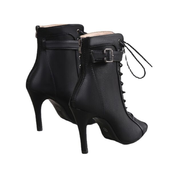 Women's Peep Toe Lace-up Boots - Image 5