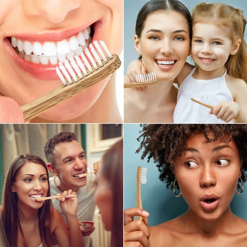 Bamboo Toothbrush Set 4-Pack - Bamboo Toothbrushes with Medium - Image 4