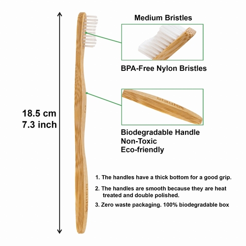 Bamboo Toothbrush Set 4-Pack - Bamboo Toothbrushes with Medium - Image 10