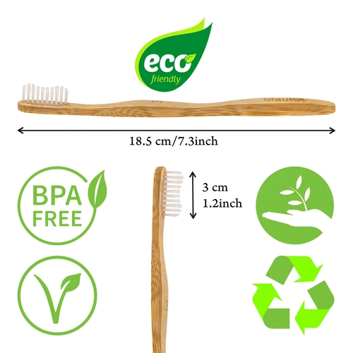 Bamboo Toothbrush Set 4-Pack - Bamboo Toothbrushes with Medium - Image 3