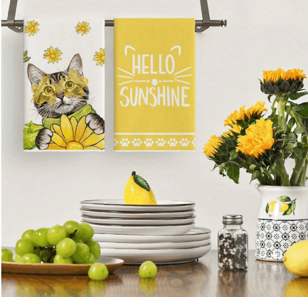 Hello Sunshine Kitty-Cat Tea Towel Set - Image 2