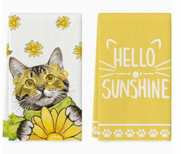 Hello Sunshine Kitty-Cat Tea Towel Set
