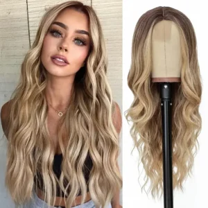 Ombre Blonde Curly Beach Waves Wig