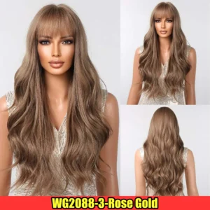 Brown With Rose-Gold Highlights Soft Wave Wig