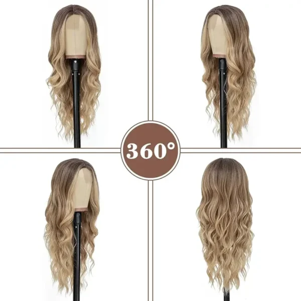 Ombre Blonde Curly Beach Waves Wig - Image 3