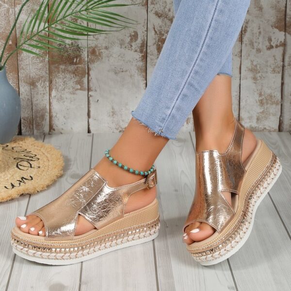 Metallic Wedge Sandals - Image 6
