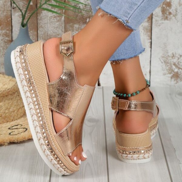 Metallic Wedge Sandals - Image 2