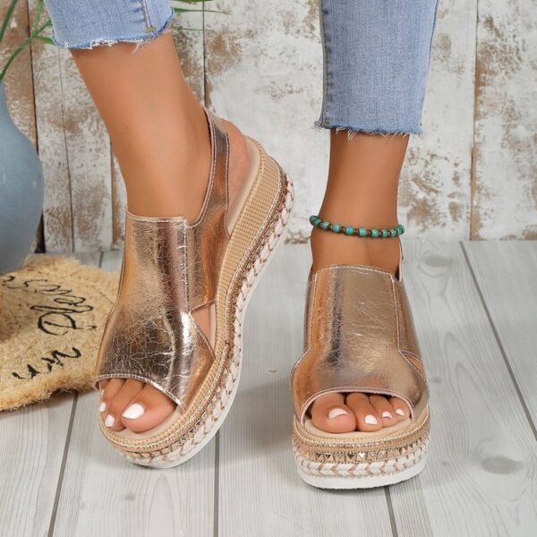 Metallic Wedge Sandals - Image 5