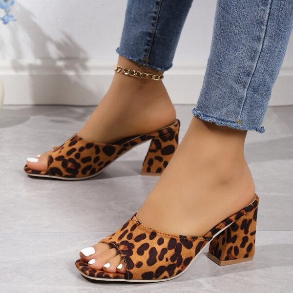 Leopard Square Toe Sandals - Image 8