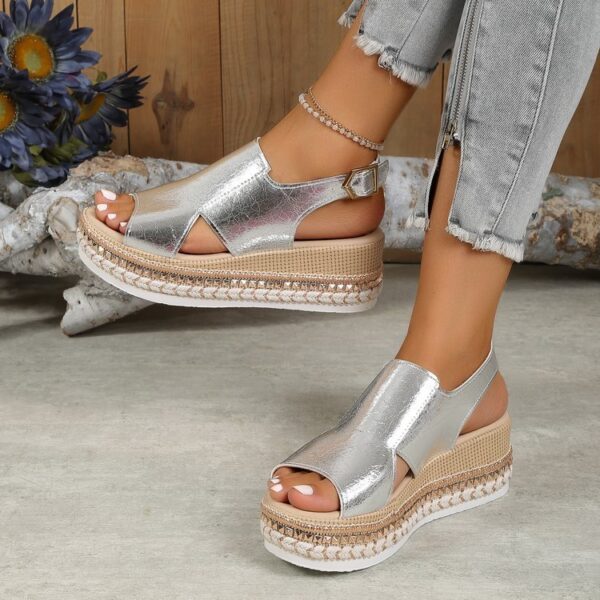 Metallic Wedge Sandals - Image 7