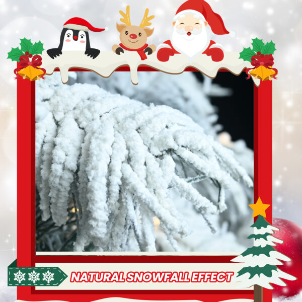 5FT 6FT 7FT 8FT Prelit Snowy Flocked Christmas Tree With LED Lights - Image 7