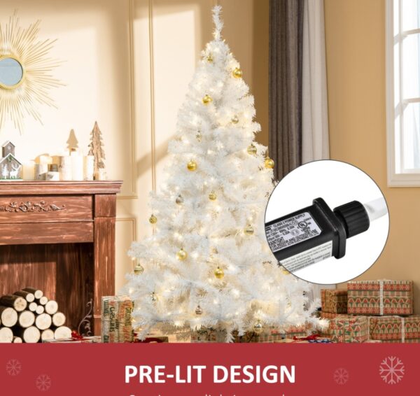 6ft White Christmas Tree Pre Lit - 250 Warm White LED - Image 5