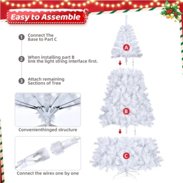 7ft White Christmas Tree - 500 Lights/ 8 Modes - Image 6
