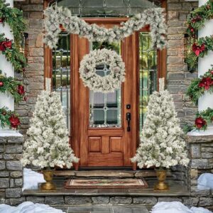 Pre-lit Xmas Tree Artificial Christmas 4-Piece Set,Garland, Wreath and