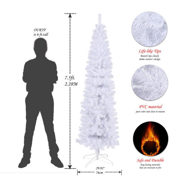 7.5 Feet White Slender Christmas Tree - Image 10