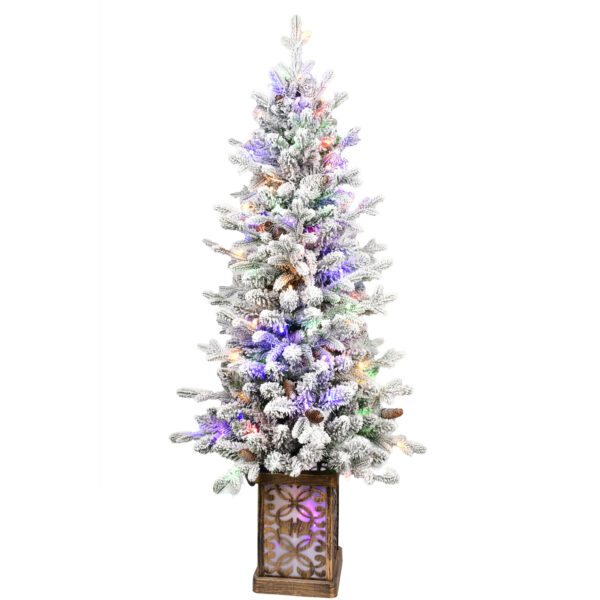 4ft Pre-Lit Potted Porch Christmas Tree (Multicolor Lights /8 Color Mode) - Image 7