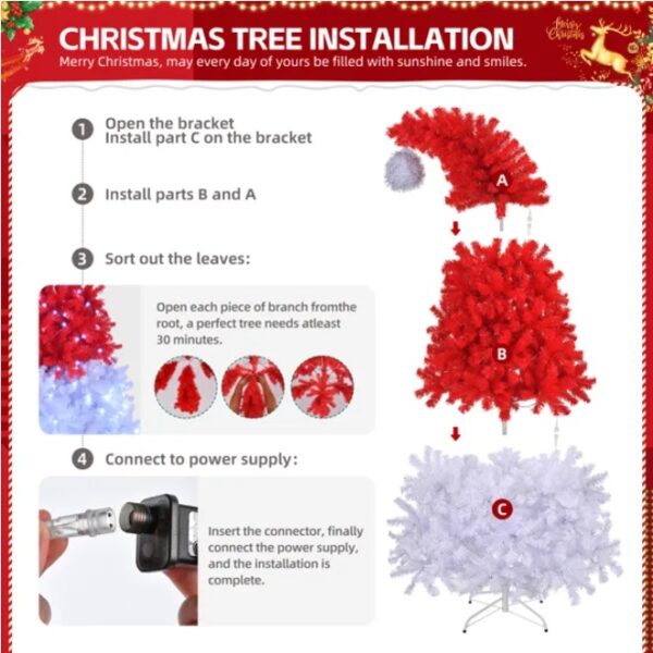 6 FT Santa Hat Style Pre-lit Christmas Tree - Image 4