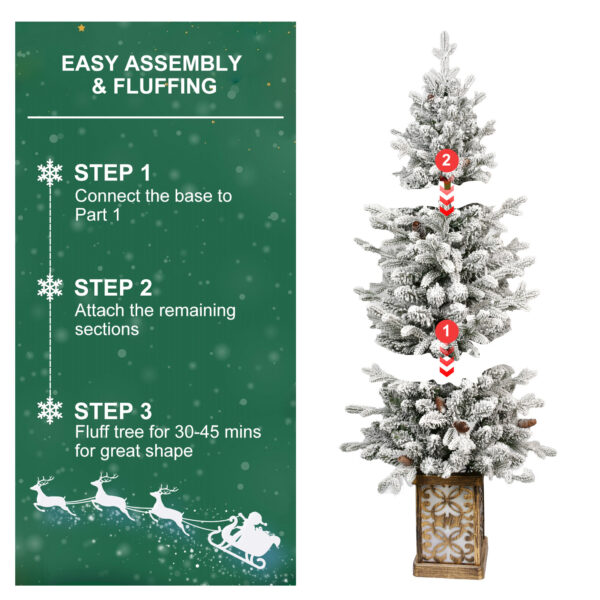 4ft Pre-Lit Potted Porch Christmas Tree (Multicolor Lights /8 Color Mode) - Image 4