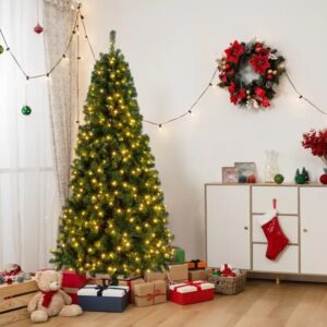 7' Green Christmas Tree With  200 Lights/ 8 Color Modes