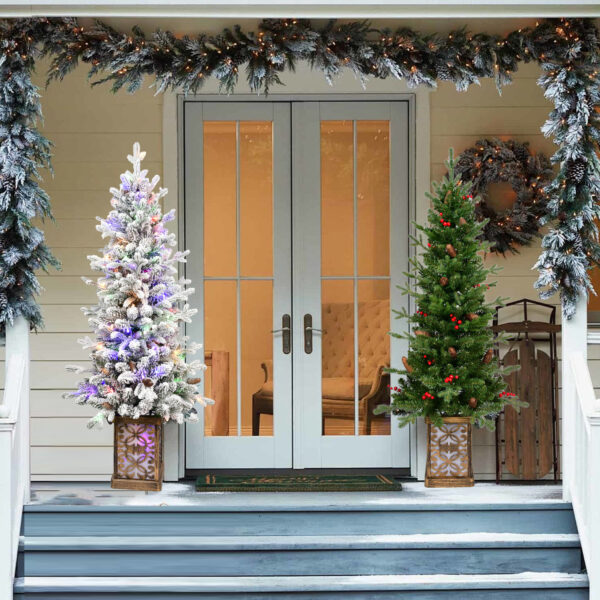 4ft Pre-Lit Potted Porch Christmas Tree (Multicolor Lights /8 Color Mode) - Image 6