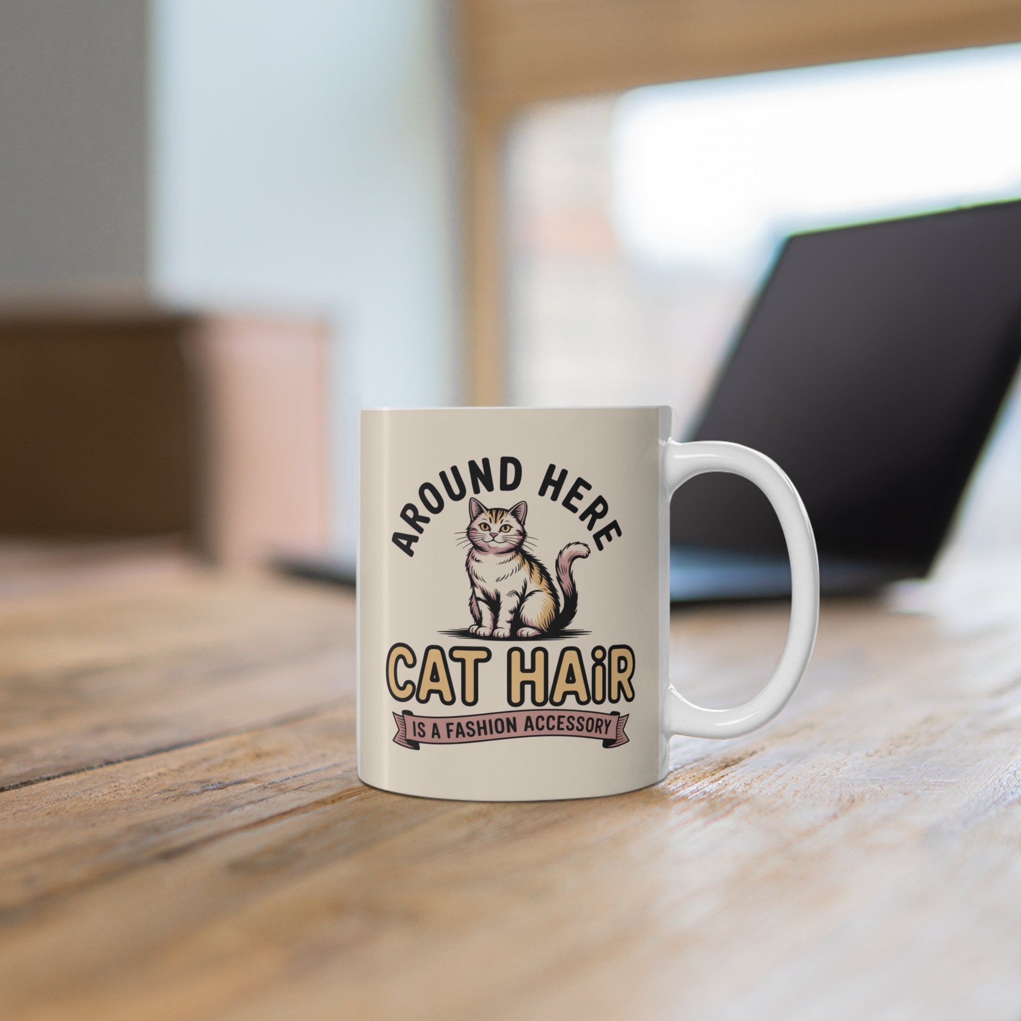 Around Here Cat Hair is a Fashion Accessory Mug 11oz - Image 5
