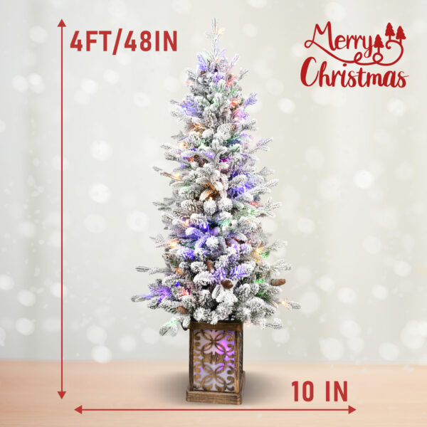 4ft Pre-Lit Potted Porch Christmas Tree (Multicolor Lights /8 Color Mode) - Image 5