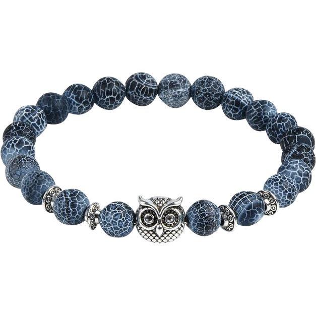 Natural Stone Owl Yoga Bracelet