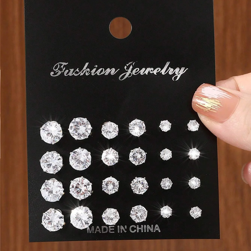 12 Pairs of Sparkling Zirconia Earrings (Various Style Options Available) - Image 2