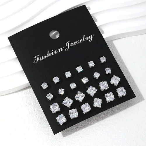 12 Pairs of Sparkling Zirconia Earrings (Various Style Options Available) - Image 3