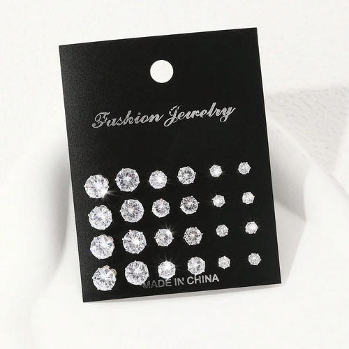 12 Pairs of Sparkling Zirconia Earrings (Various Style Options Available) - Image 4