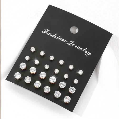 12 Pairs of Sparkling Zirconia Earrings (Various Style Options Available) - Image 6