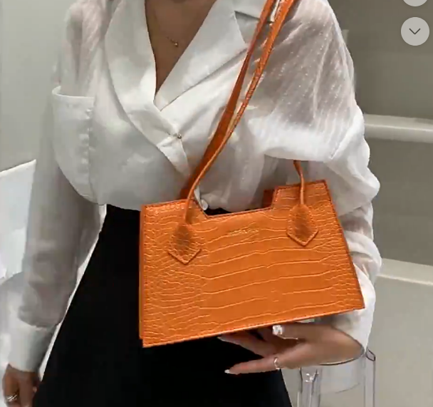 Embossed Alligator Shoulder Bag