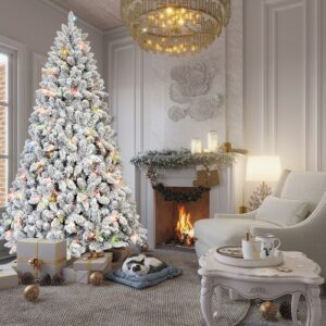 7' Flocked Christmas Tree with 500 Colored Lights