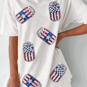 American Flag Beer Can Oversized Tee
