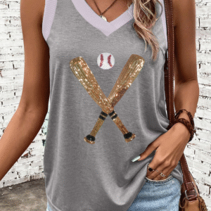 Gray & Gold Baseball Bat Casual Top