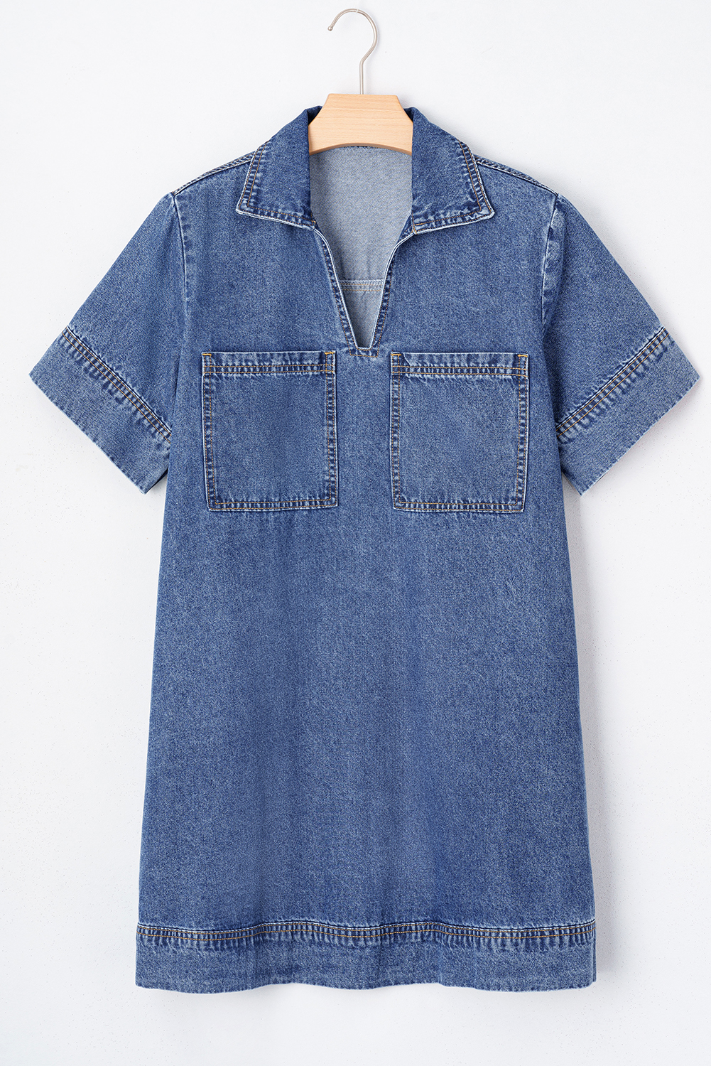 Short Sleeve Denim Dress - Image 3