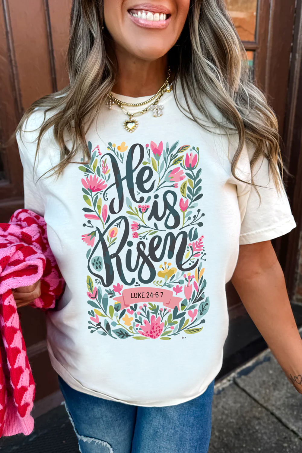 'He is Risen' Floral Printed Top